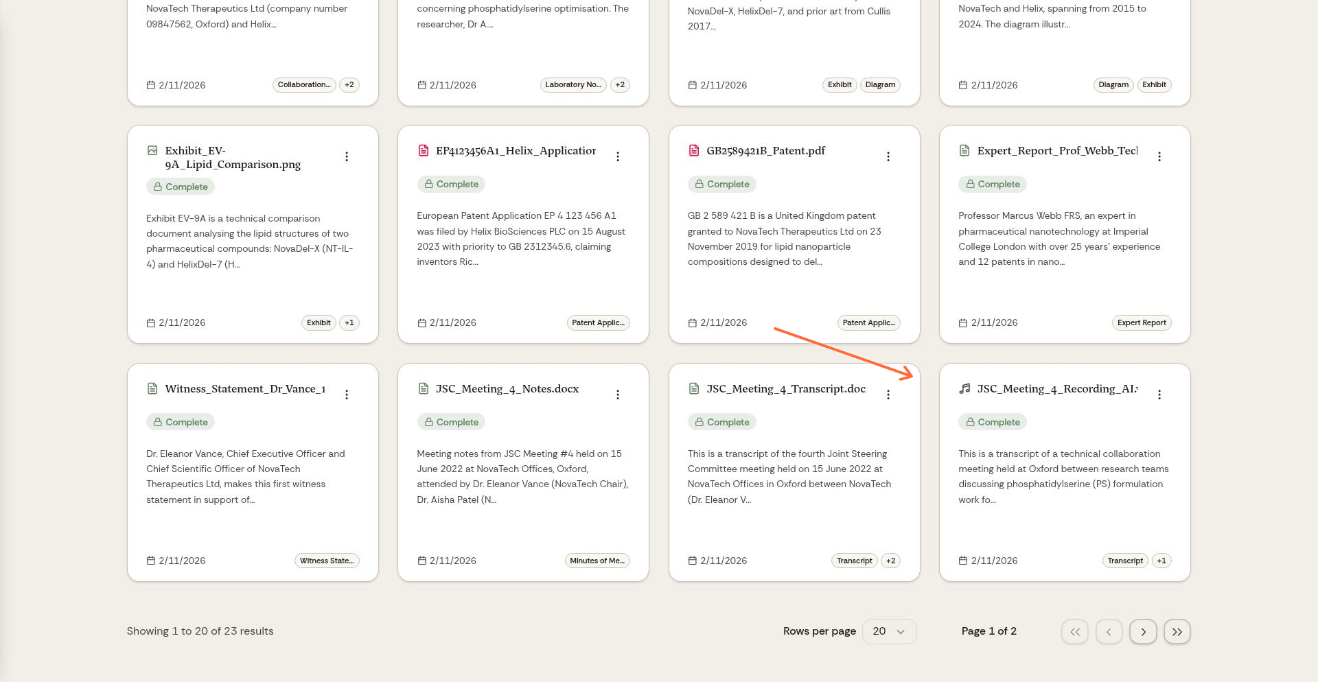 Audio file in Knowledge Base document list