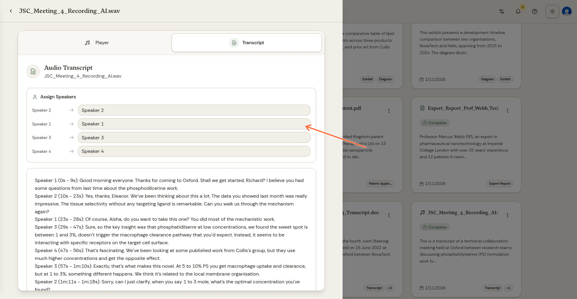 Speaker labeling input fields
