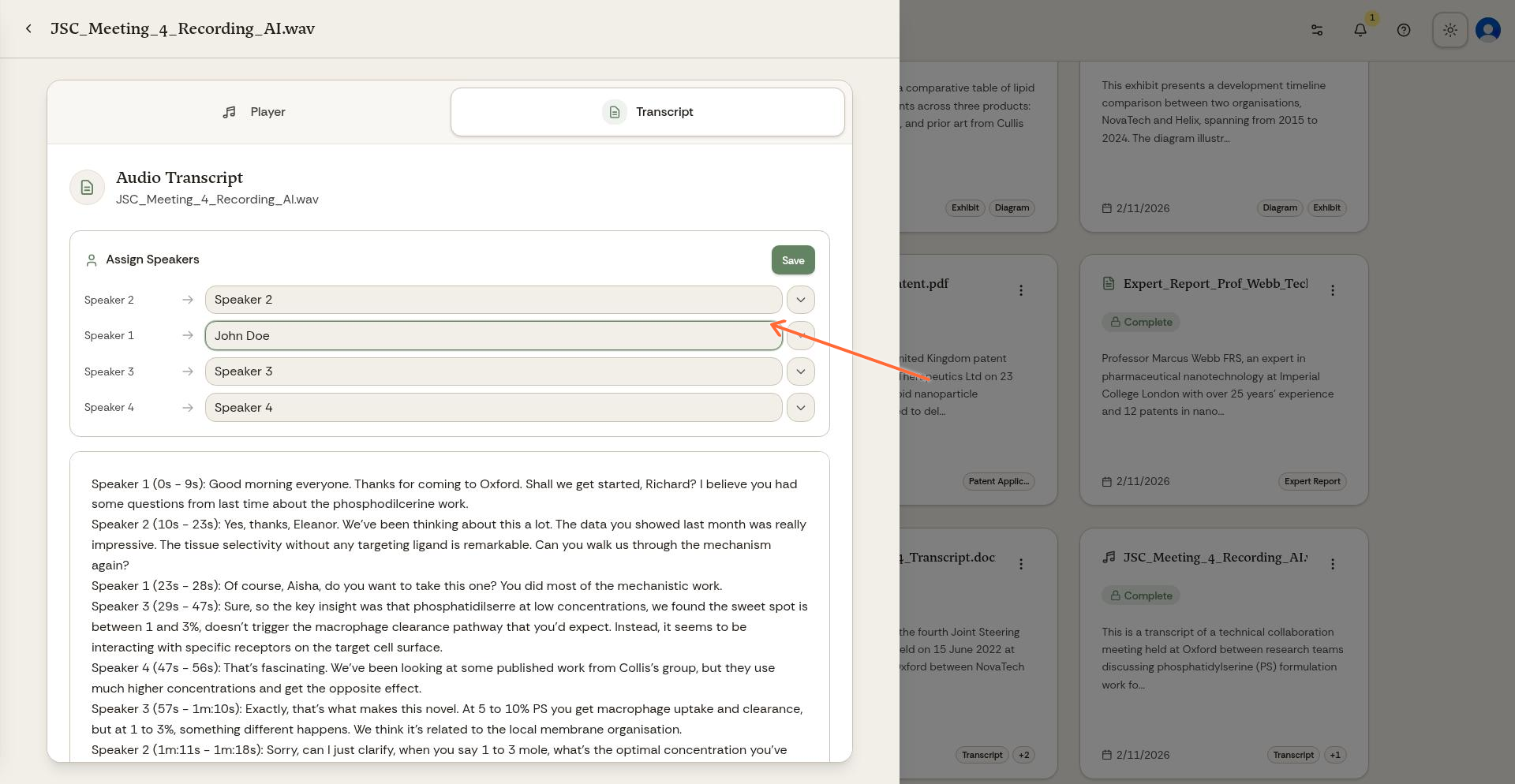 Custom speaker label example