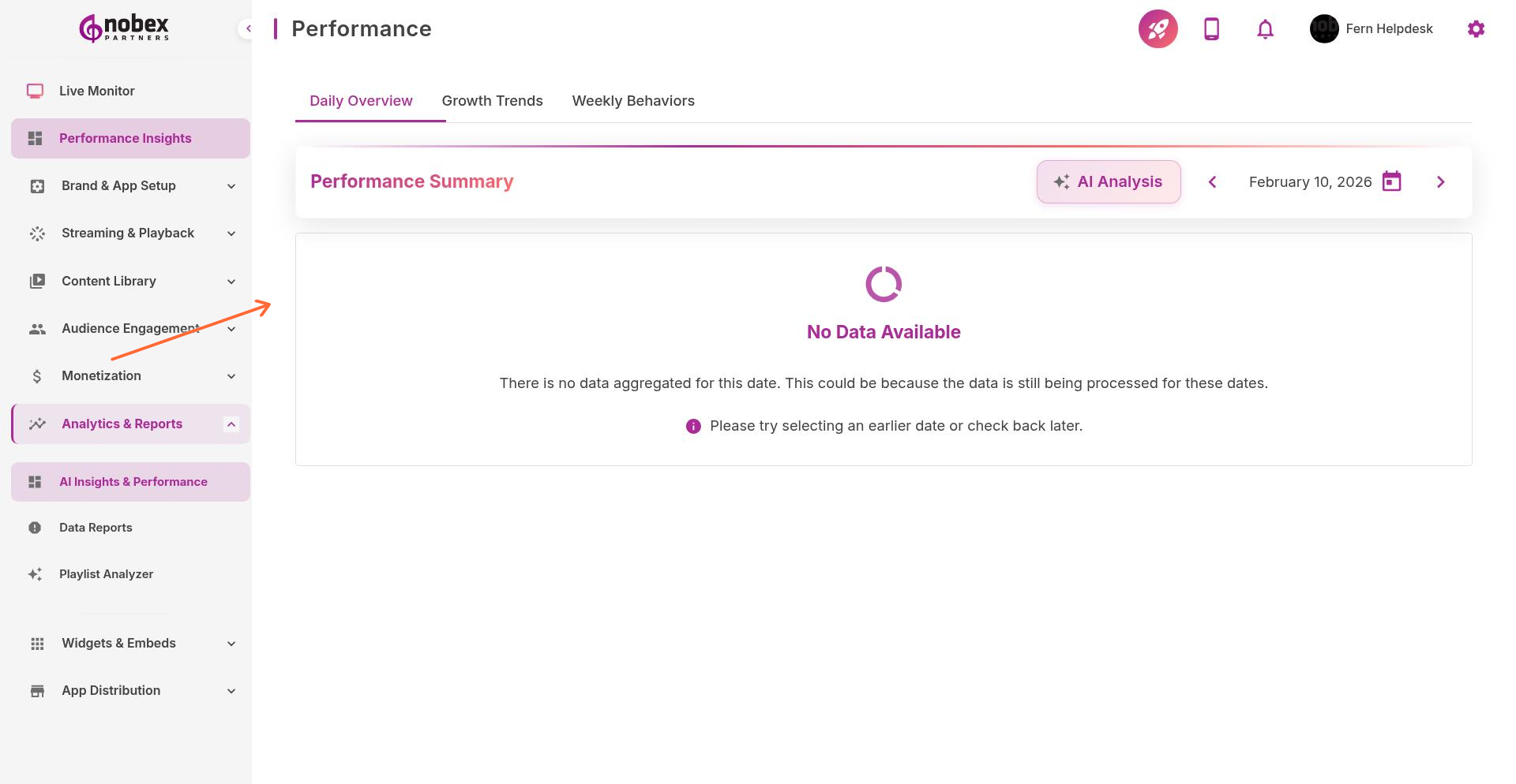 Performance Insights dashboard with summary tabs