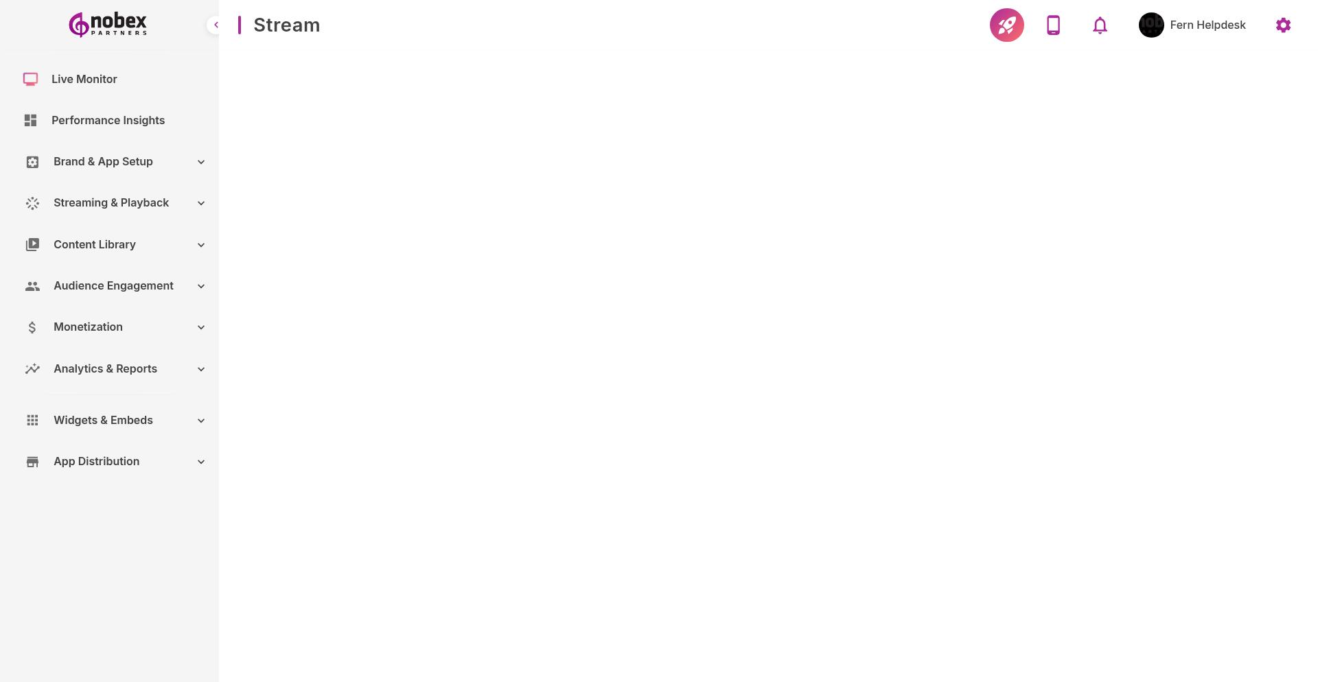 Stream Settings configuration page