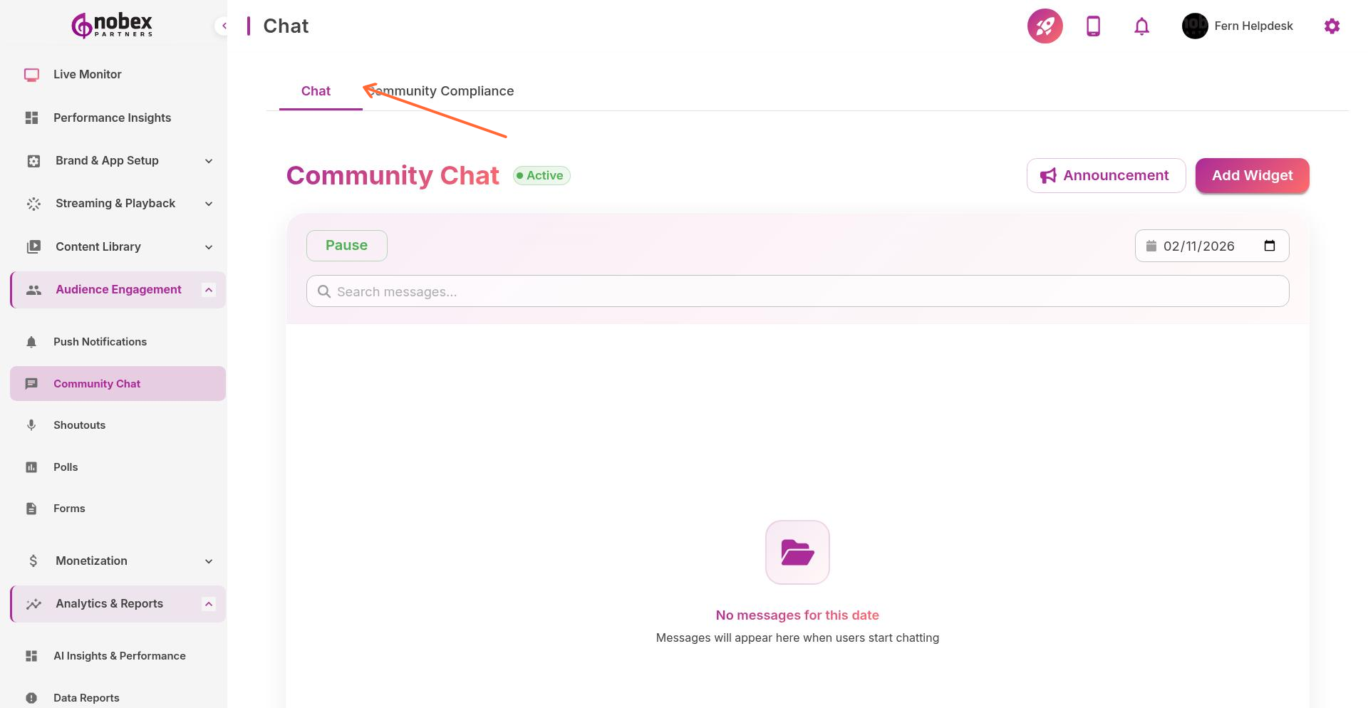 Community Chat moderation interface