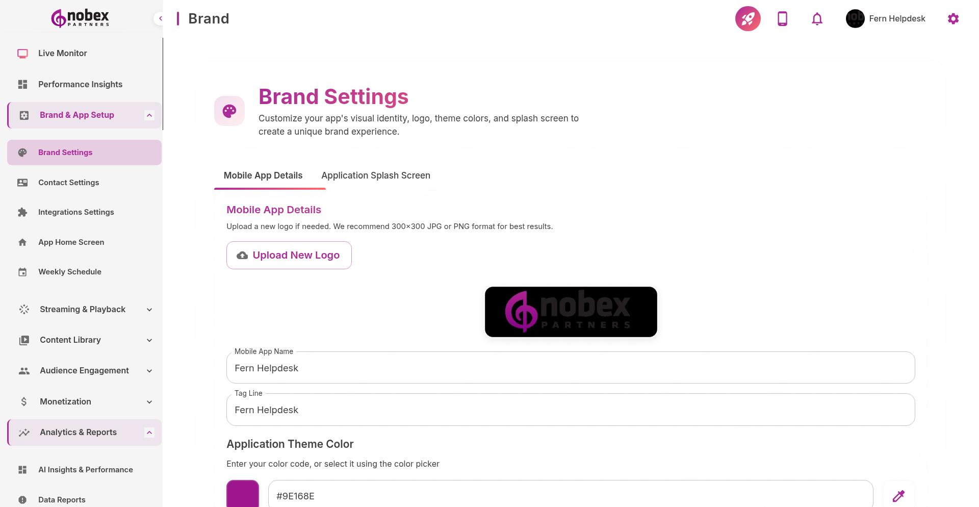 Brand Settings - Logo and Theme configuration