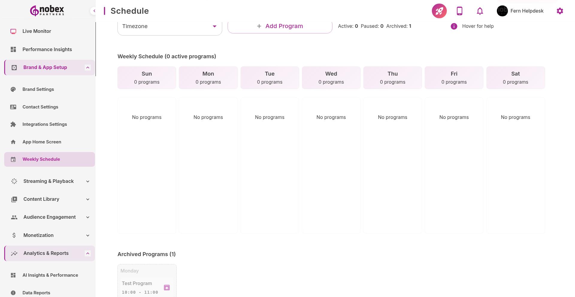 Archive confirmation for a program