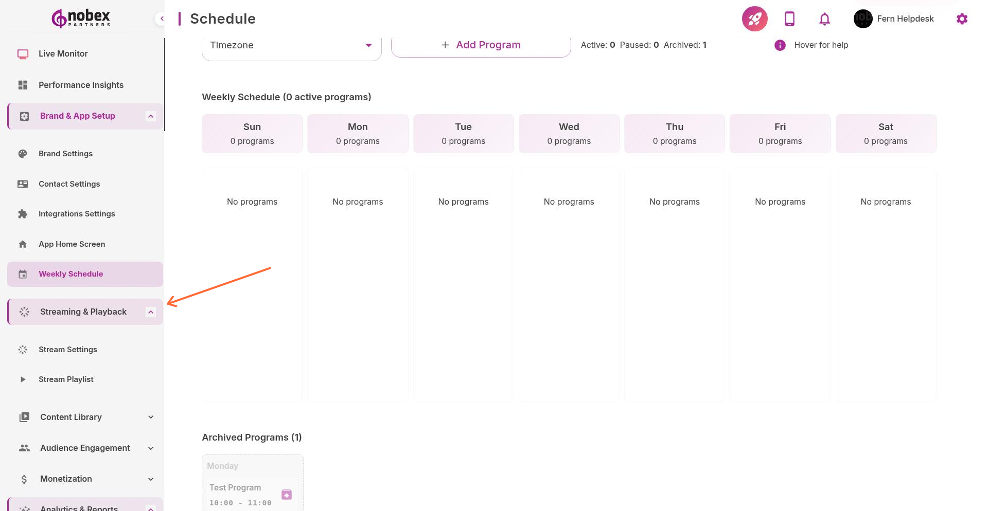 Navigate to Streaming & Playback in the menu
