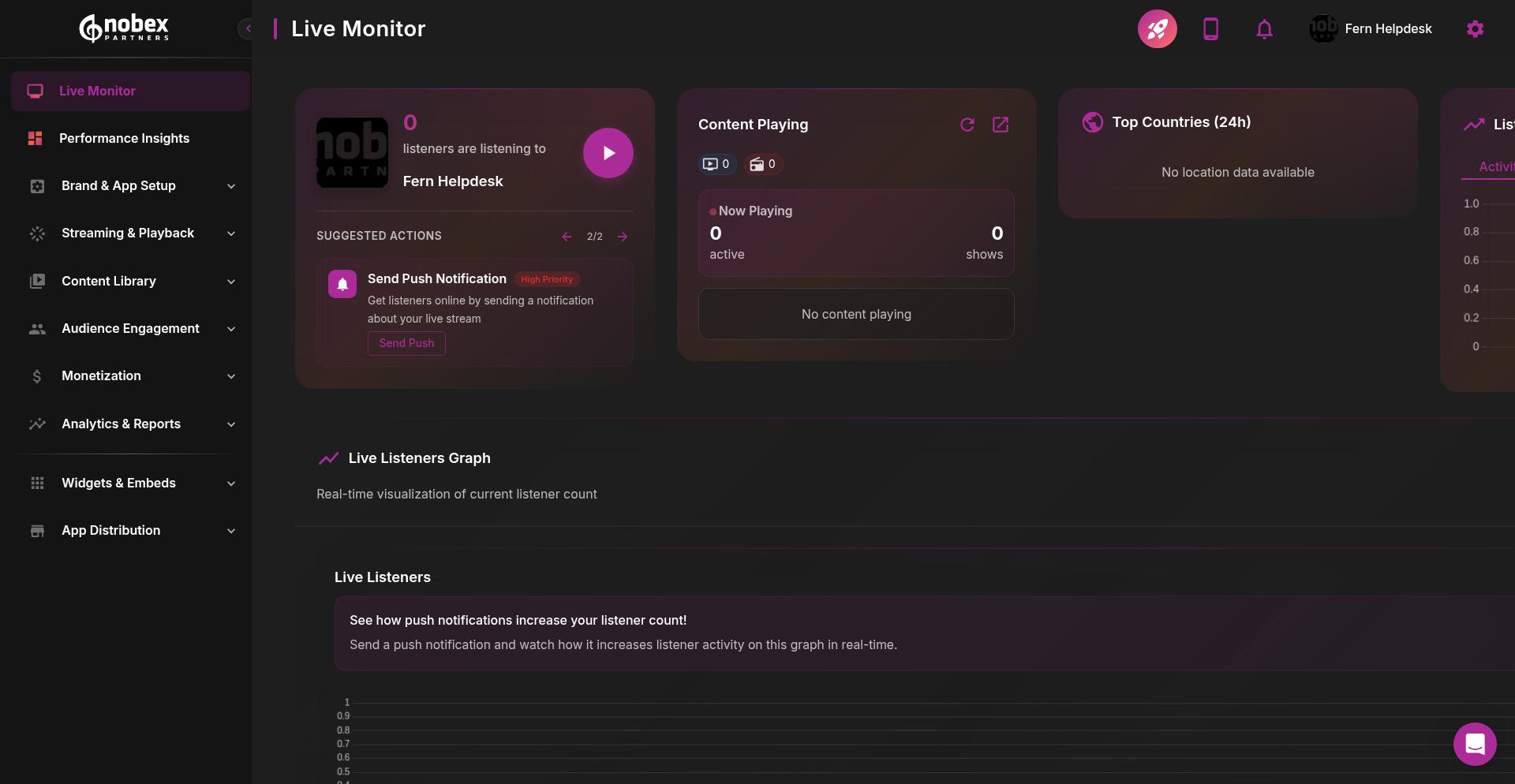 Live Monitor dashboard main view showing all sections
