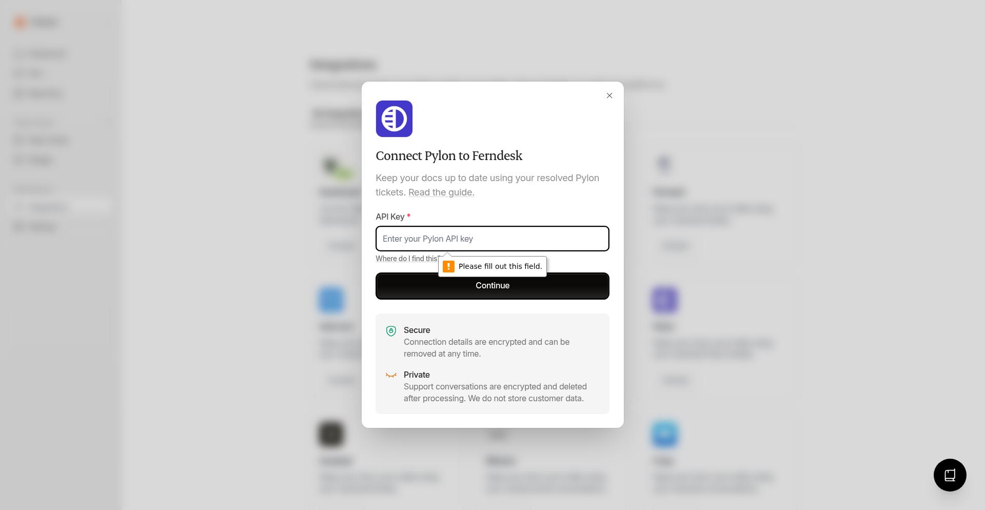 Success confirmation showing Pylon connected