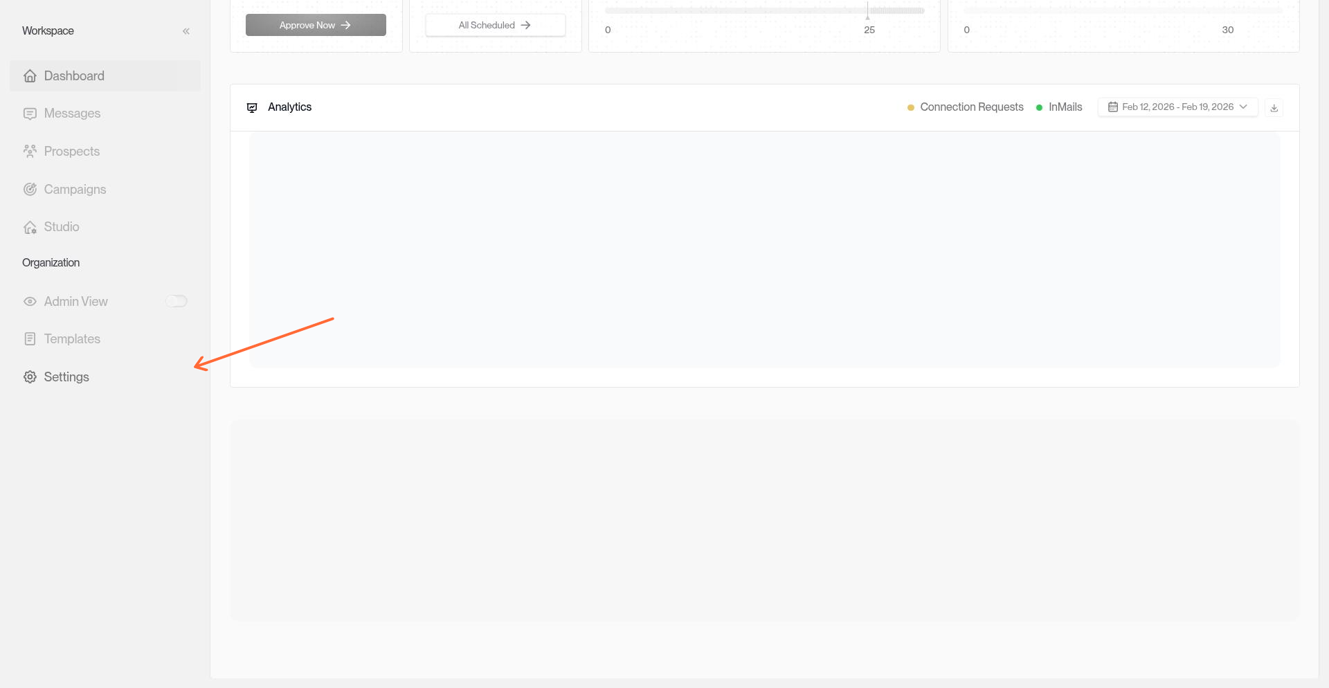 Settings navigation item in left sidebar