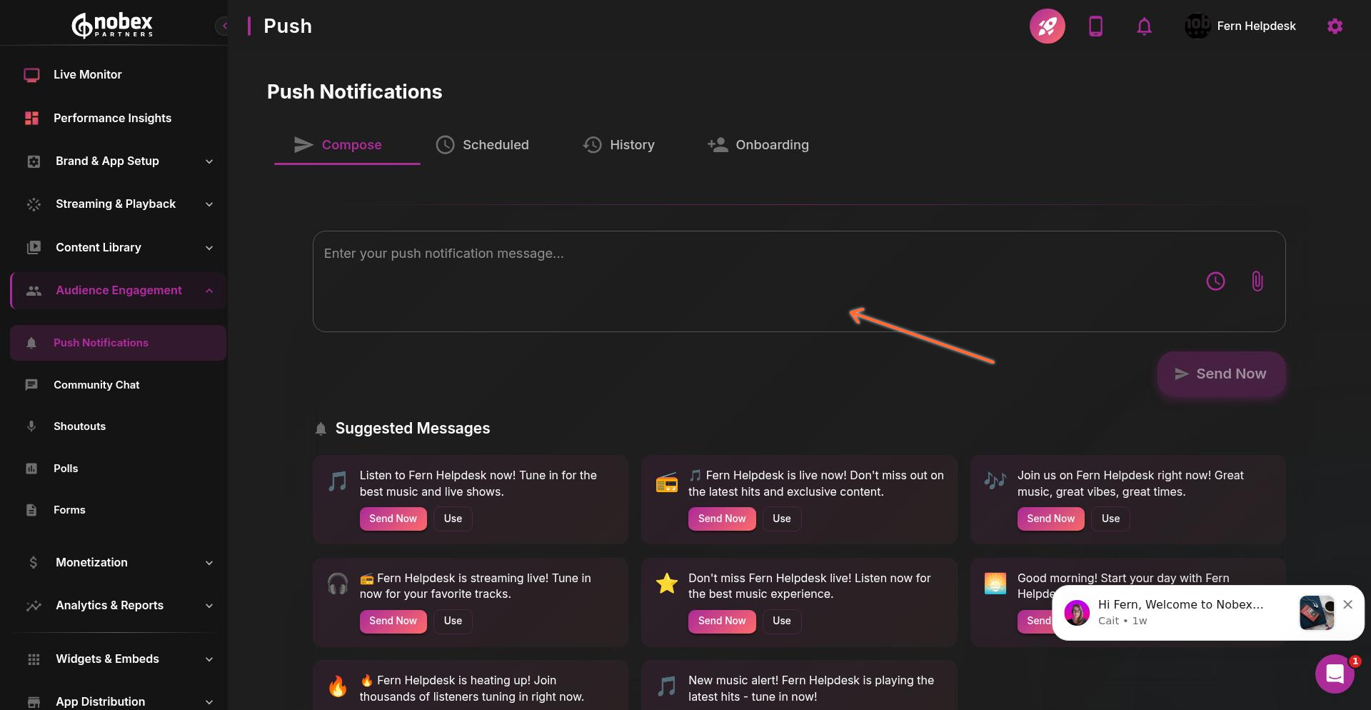 Push notification sent successfully confirmation
