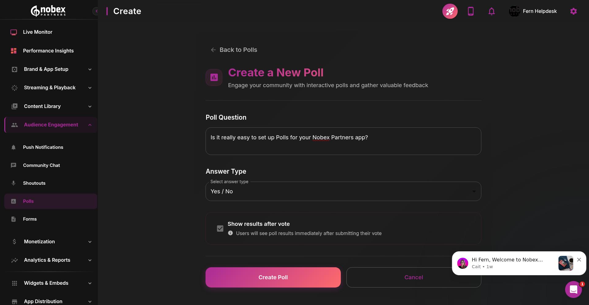 Poll configuration options