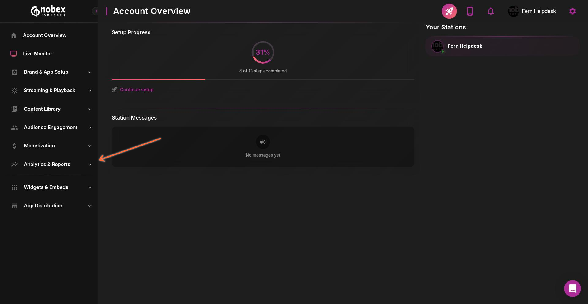 Analytics & Reports in the left navigation menu