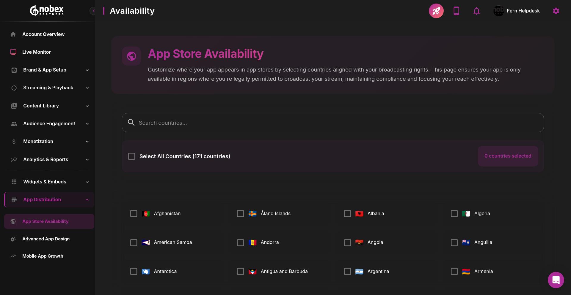 App Store Availability section