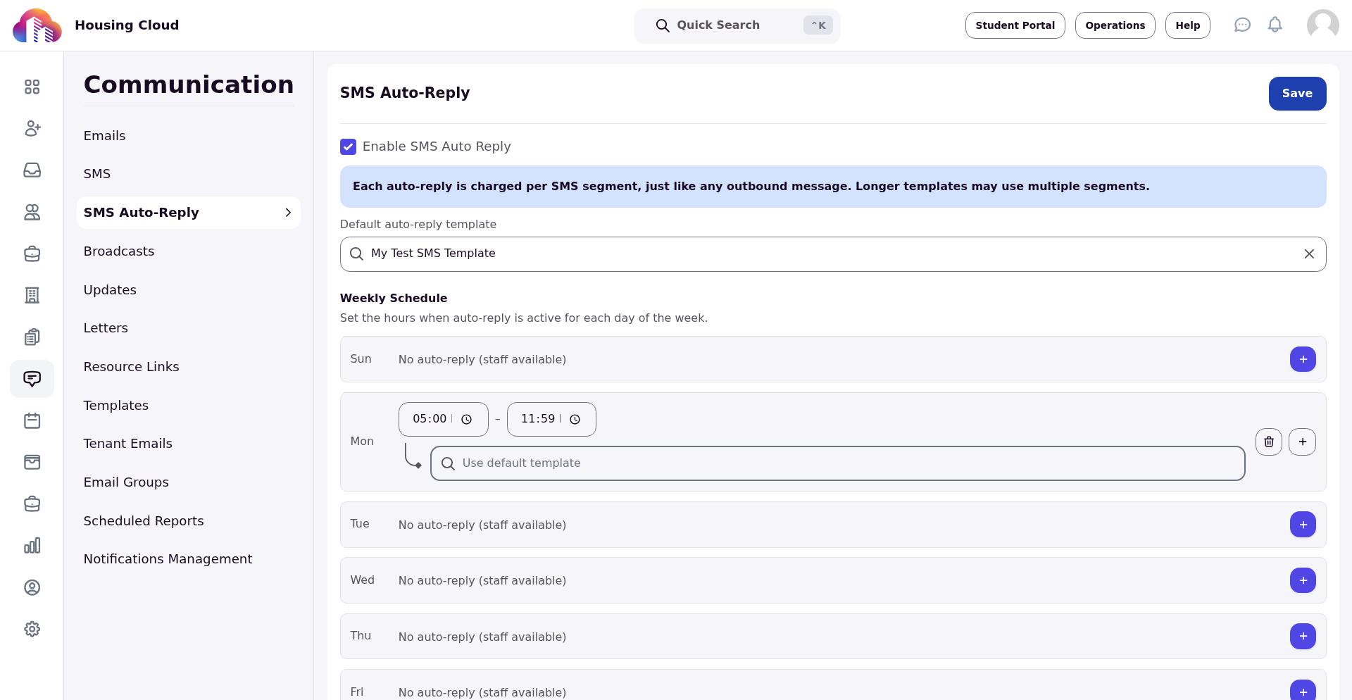 Success confirmation message after saving configuration