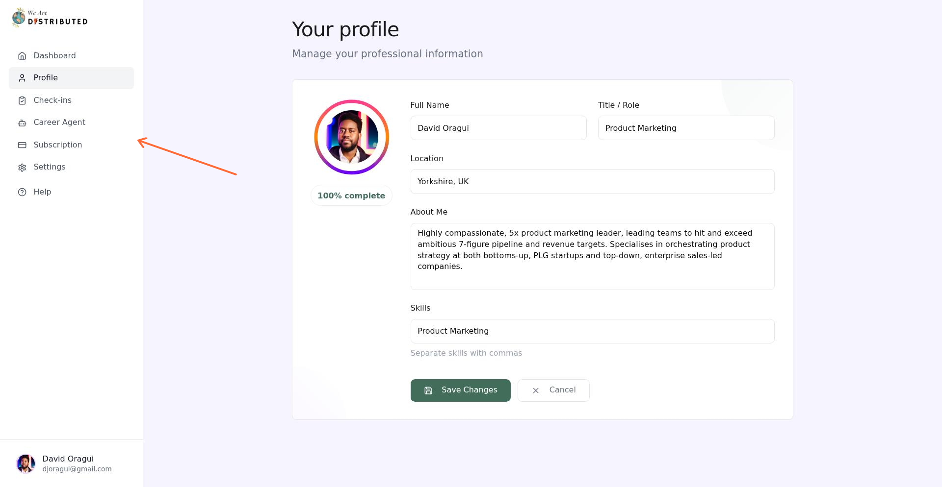 Top navigation bar with Subscription button highlighted