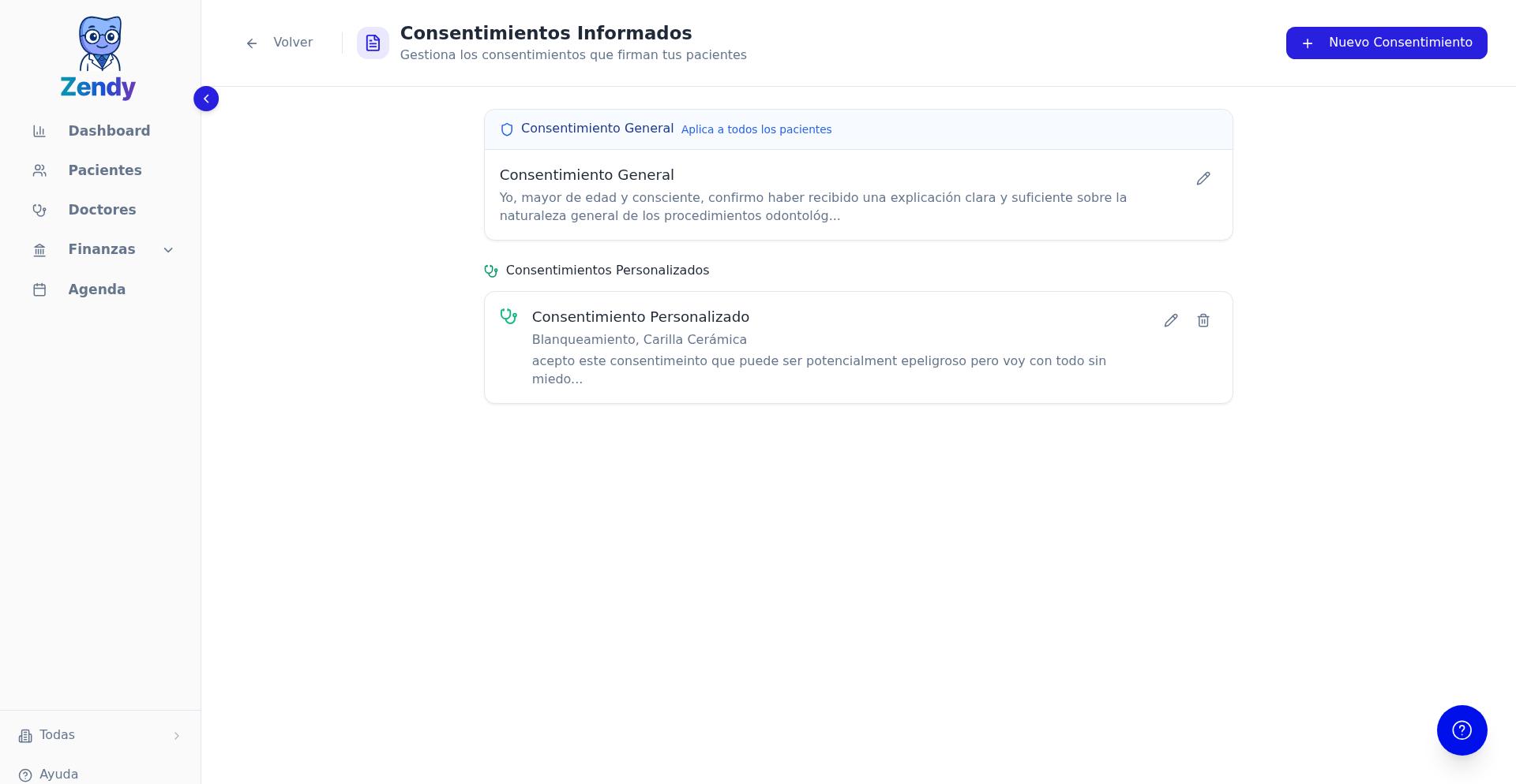 Formulario de edición del consentimiento general