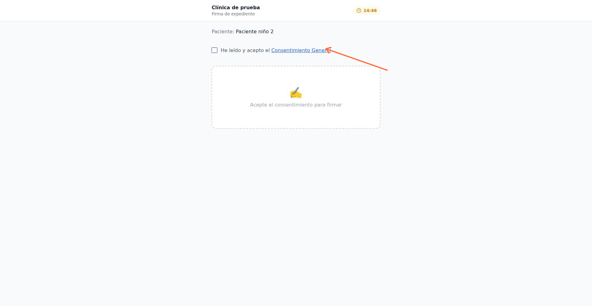 Checkbox con nombre de consentimiento clickeable