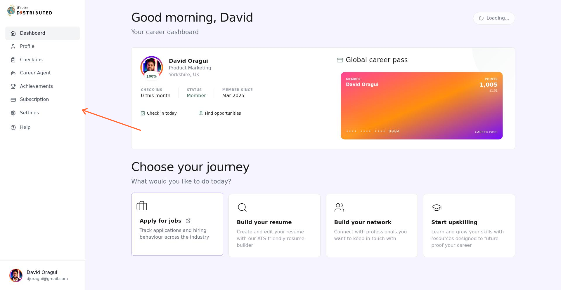 Settings navigation in left sidebar