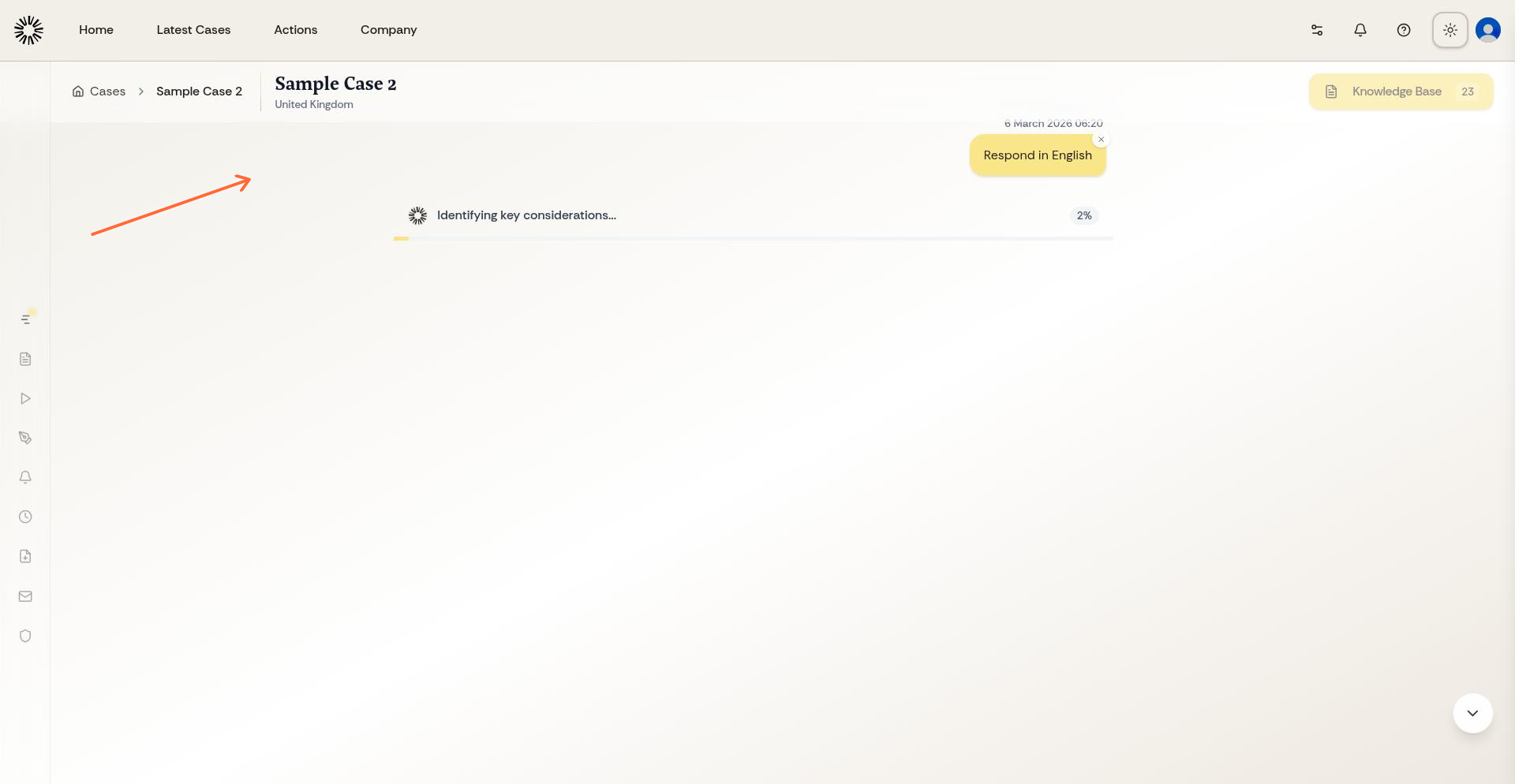 Example of language request in chat