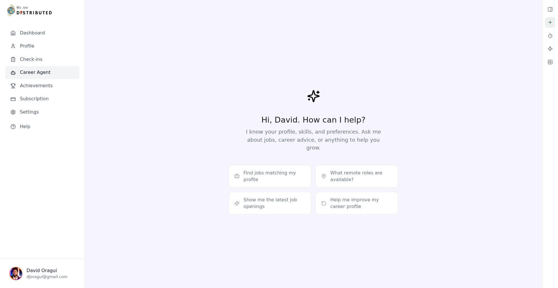 Career Agent sidebar showing the timer icon for Workflows