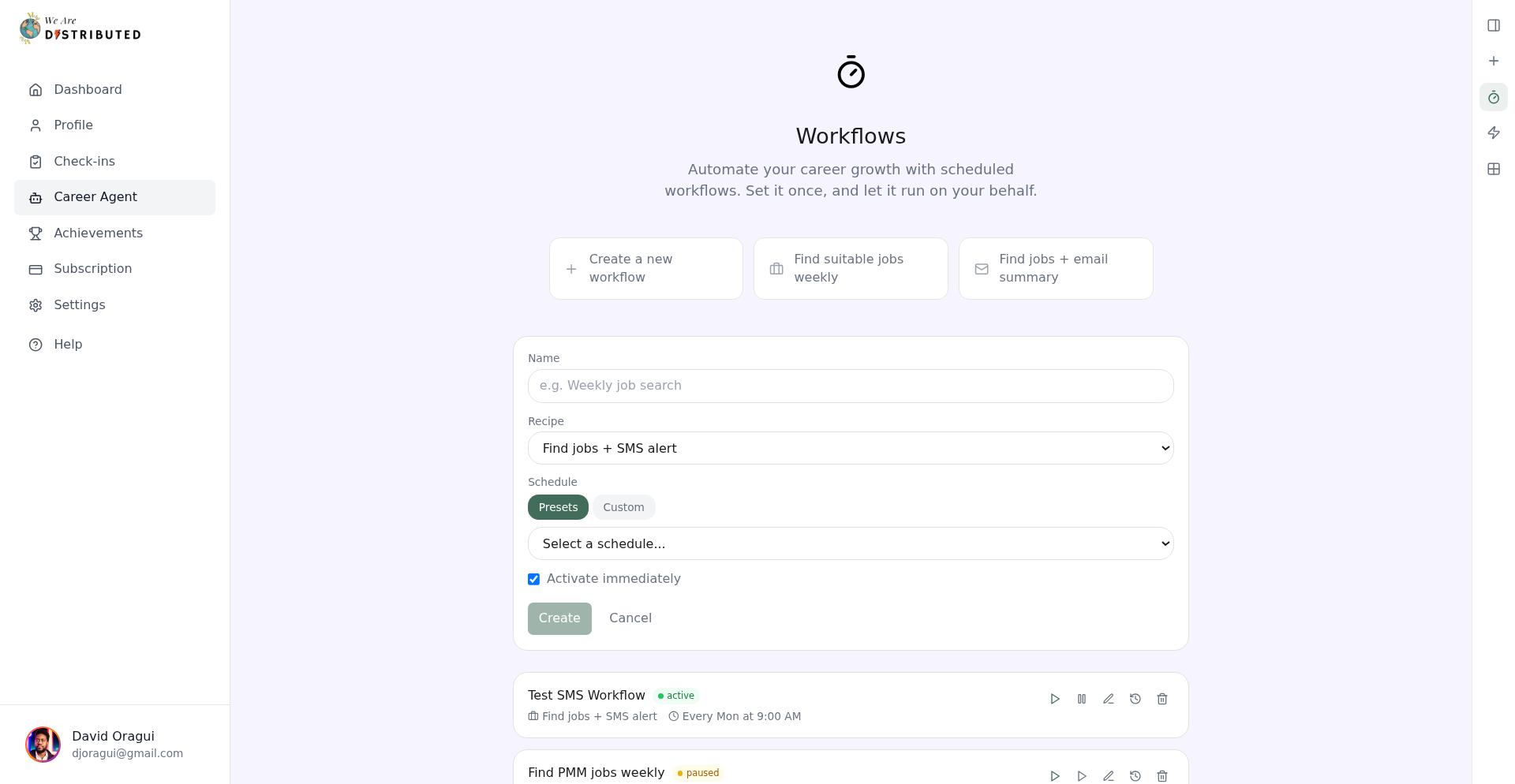 Complete workflow creation form