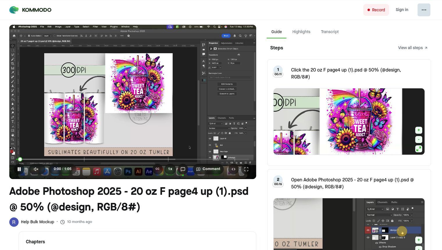Photoshop mockup template open with multiple tumbler views showing the same design across the layout.