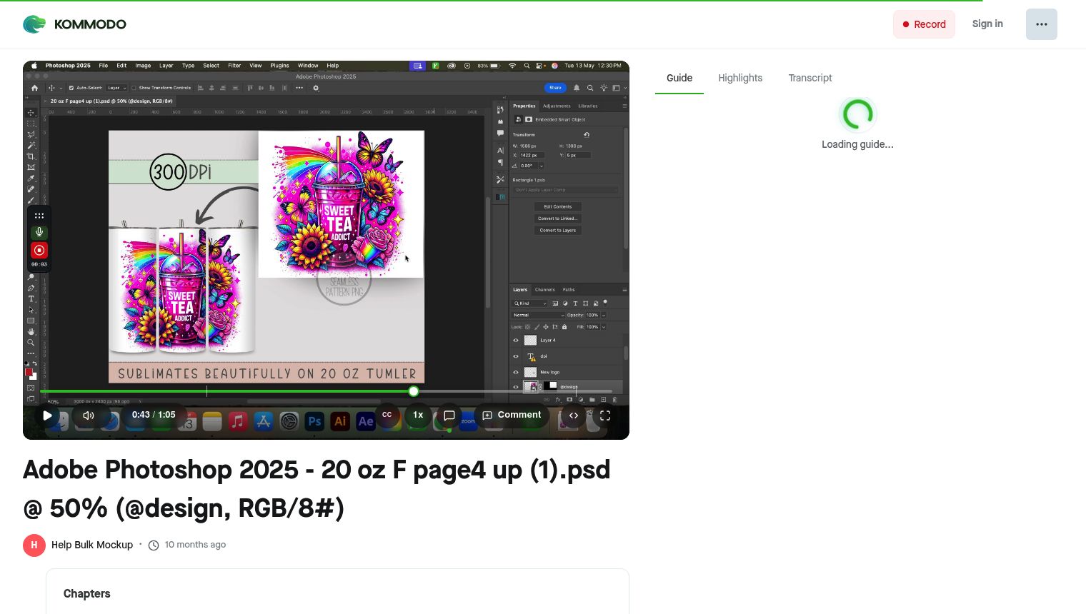 PSD template in Photoshop showing several product views after the same design has been applied.