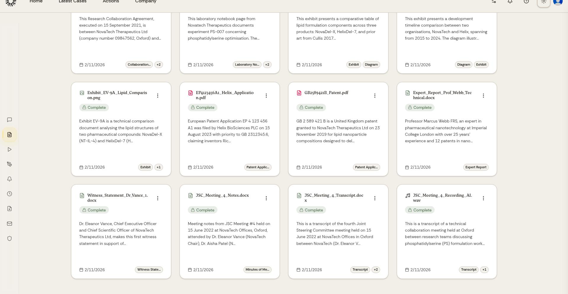 Knowledge Base showing uploaded documents