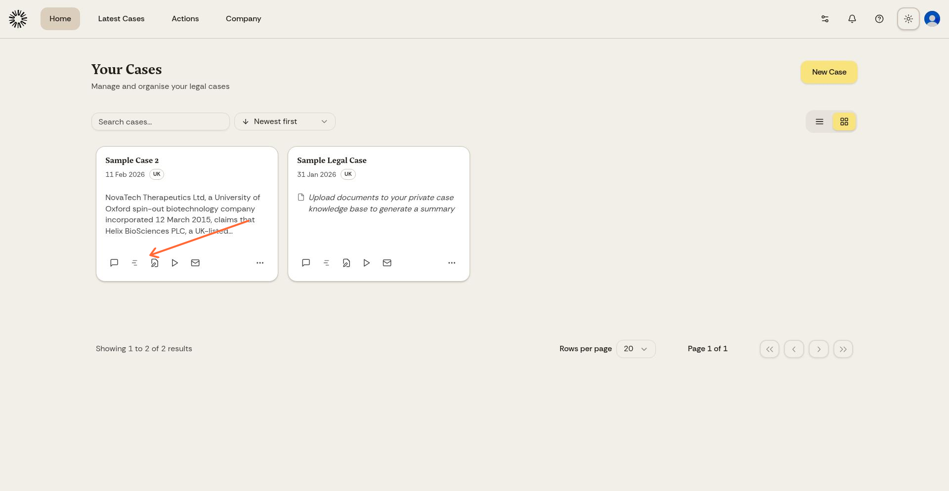 Open Timeline button highlighted in case workspace header