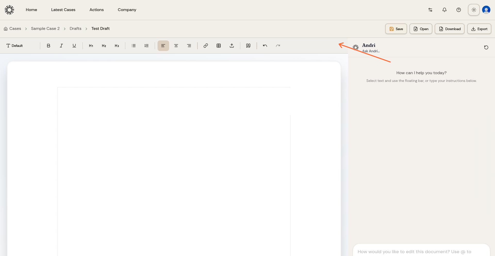 Draft editor formatting toolbar showing all available formatting buttons