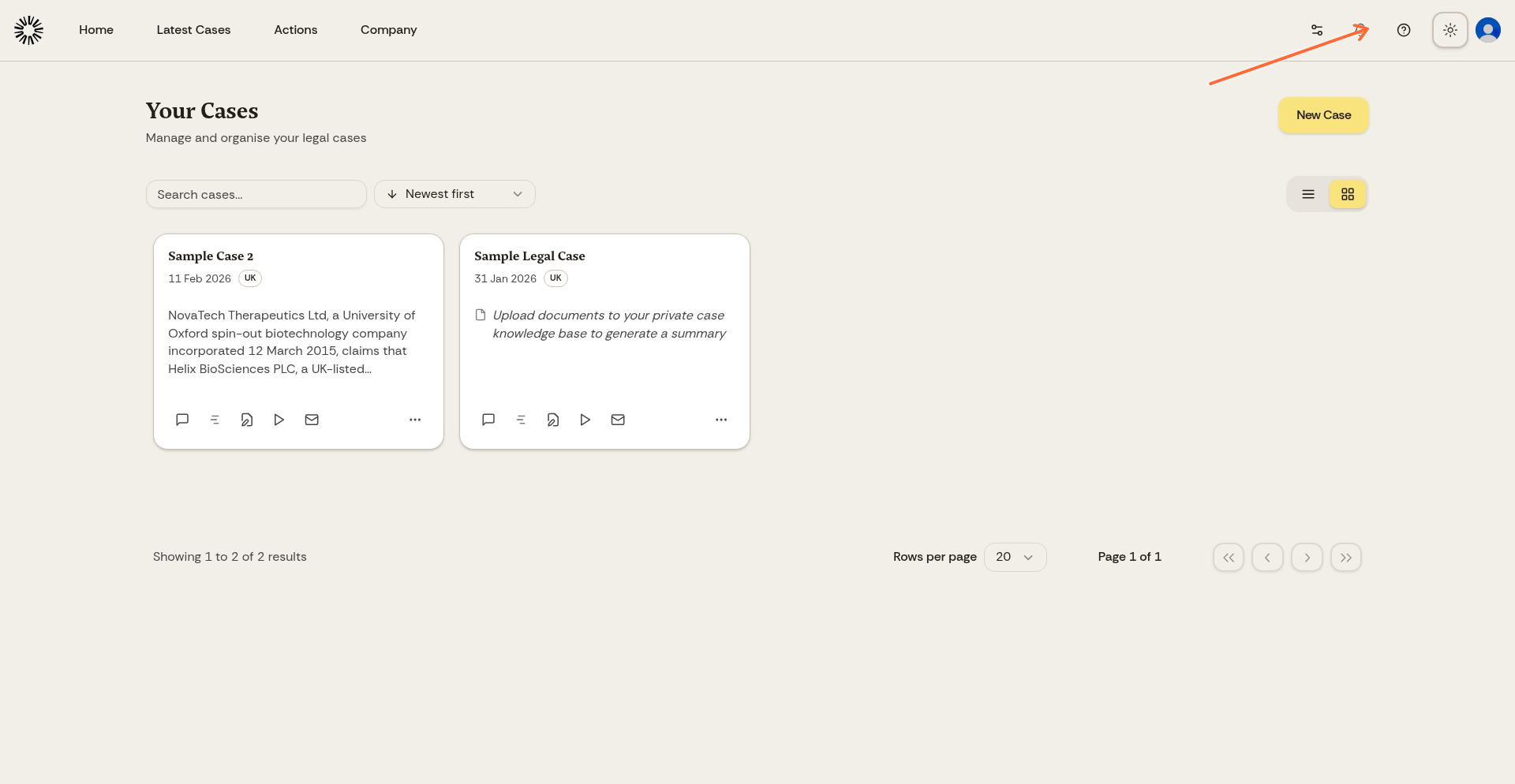 Top navigation bar with Personalisation gear icon highlighted