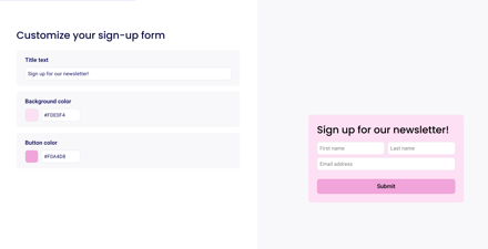 Newsletter sign-up form customization options