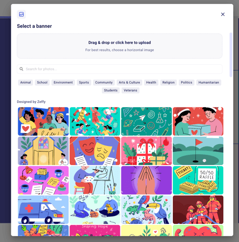 Uploading or selecting an image in the builder