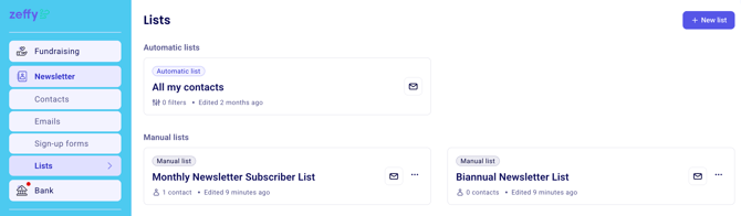 Newsletter subscriber lists created from communication preferences