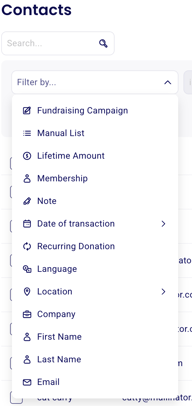 Filter options available in Contacts