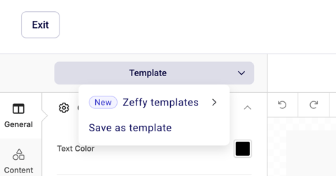 Save as template option in the email builder