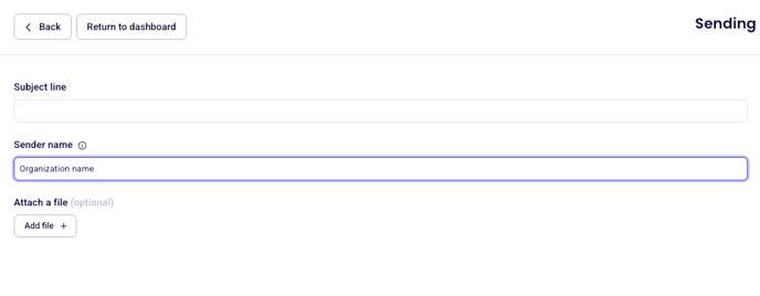 Adding a file attachment in the email builder sending preferences