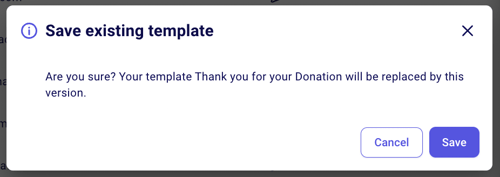 Confirmation to update an existing template