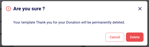 Confirmation to delete an email template
