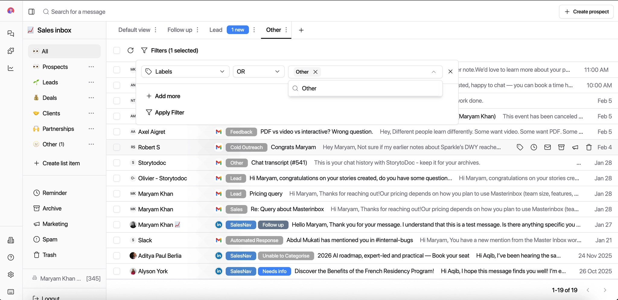 Configure filter conditions