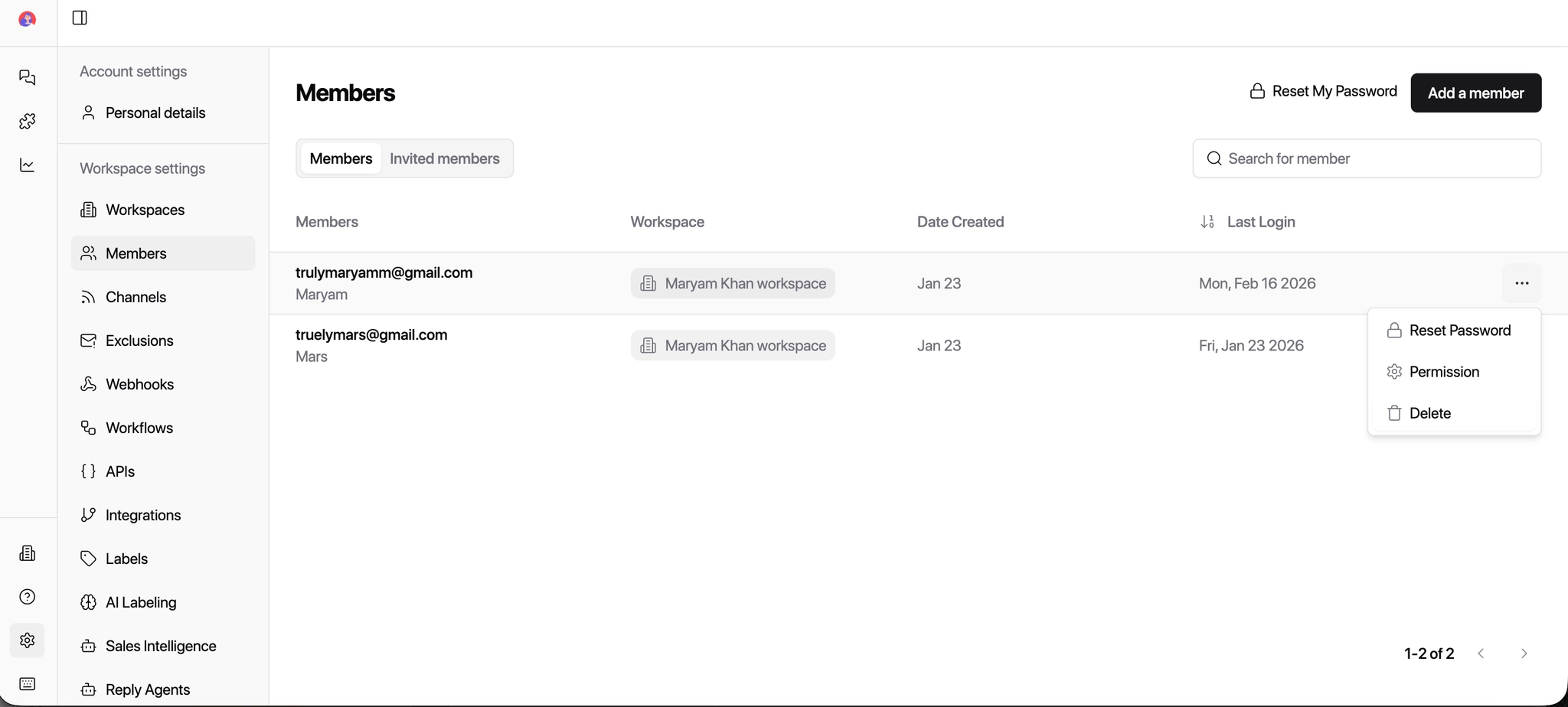 Reset Password button