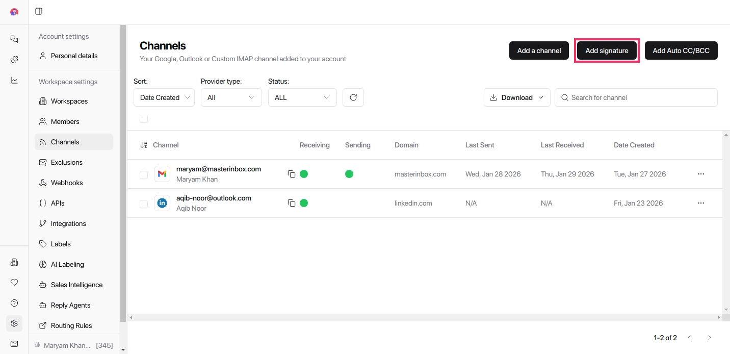 Add Signature button