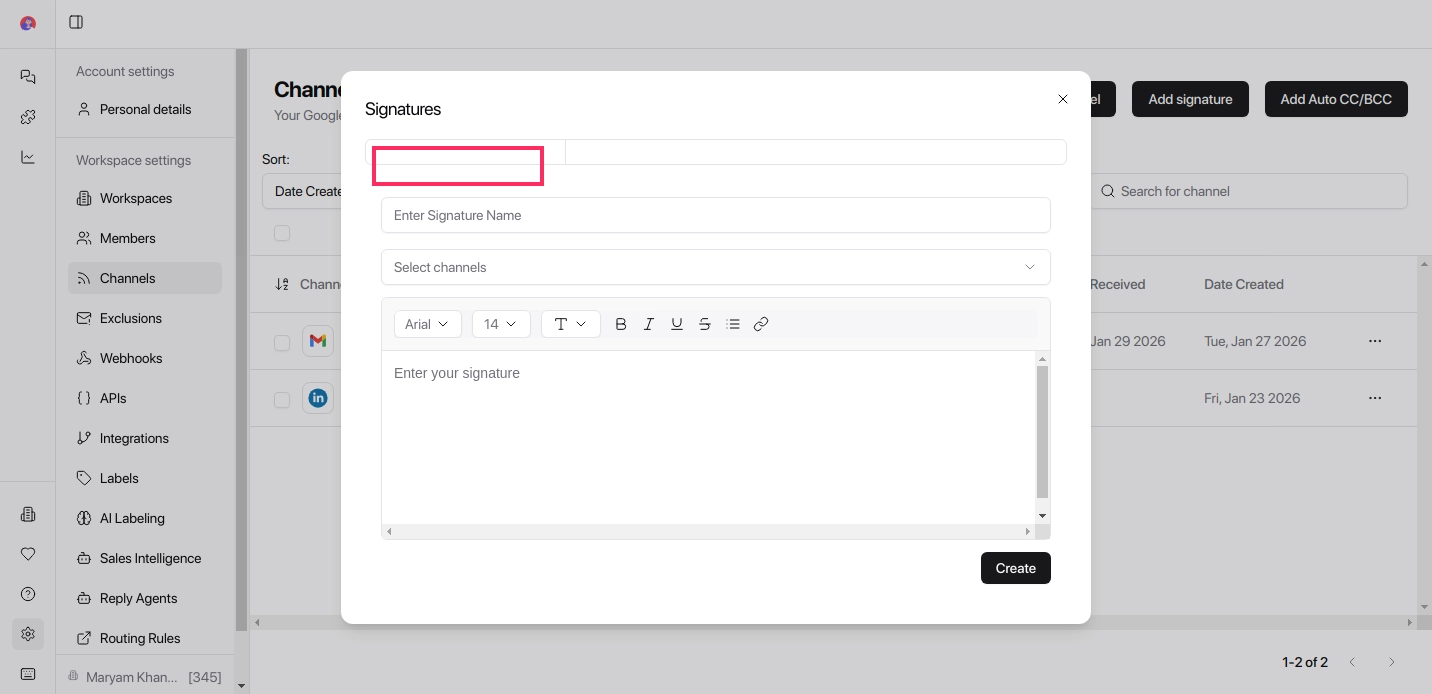 Signature Name field