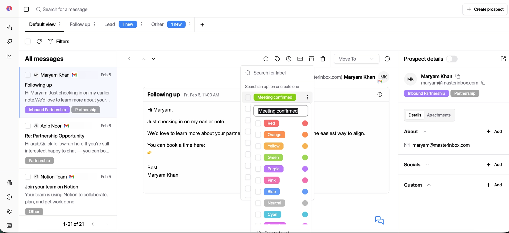Edit label from inbox