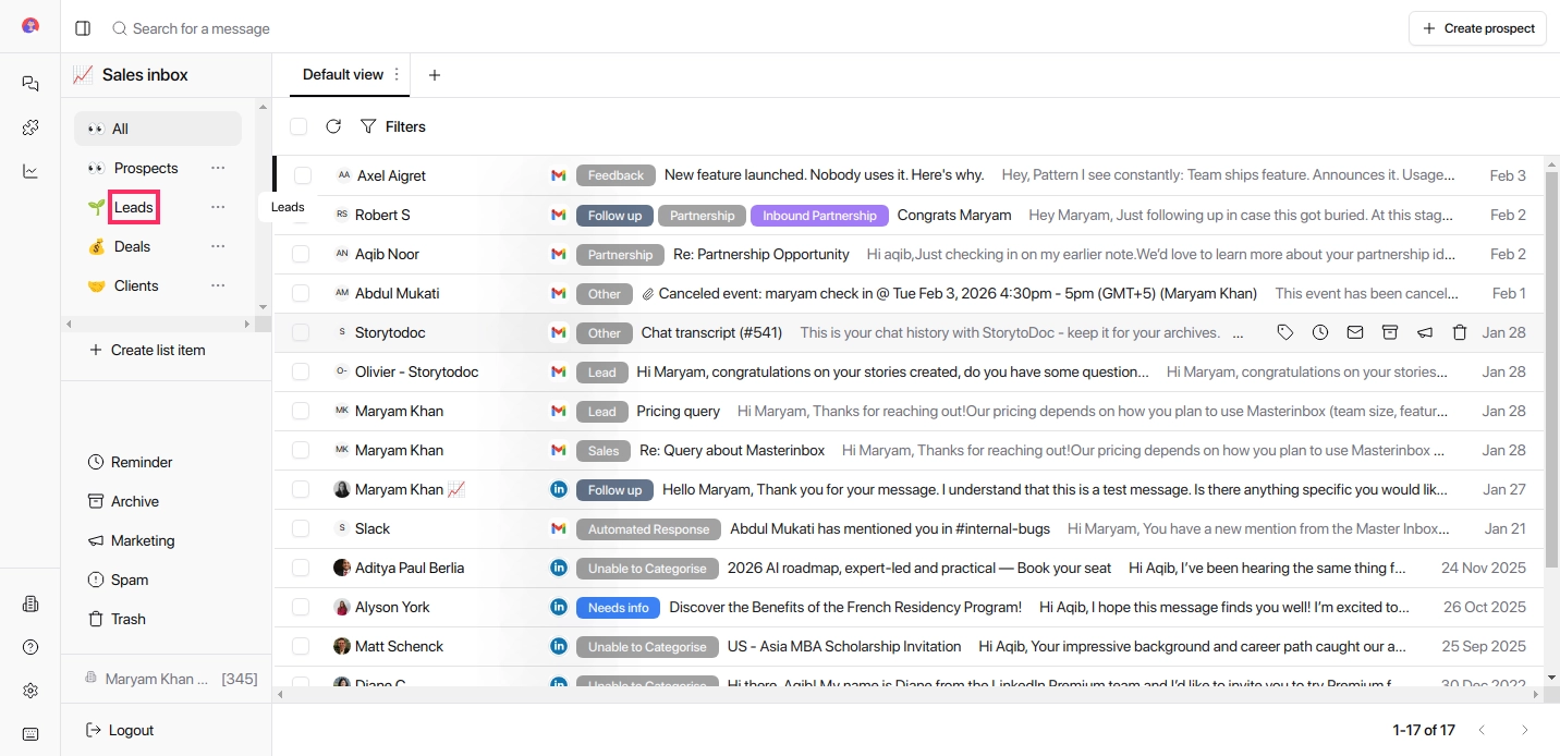 Navigate list categories