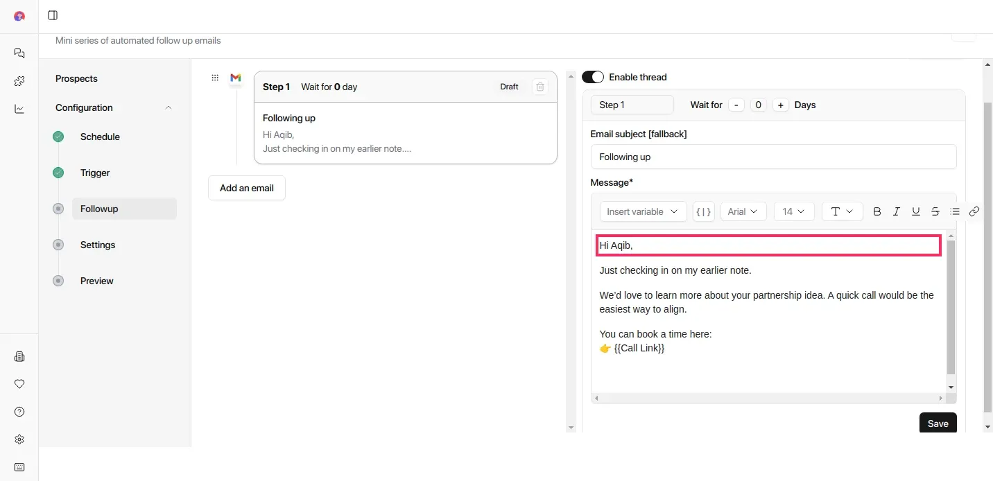 Follow-up email sequence overview