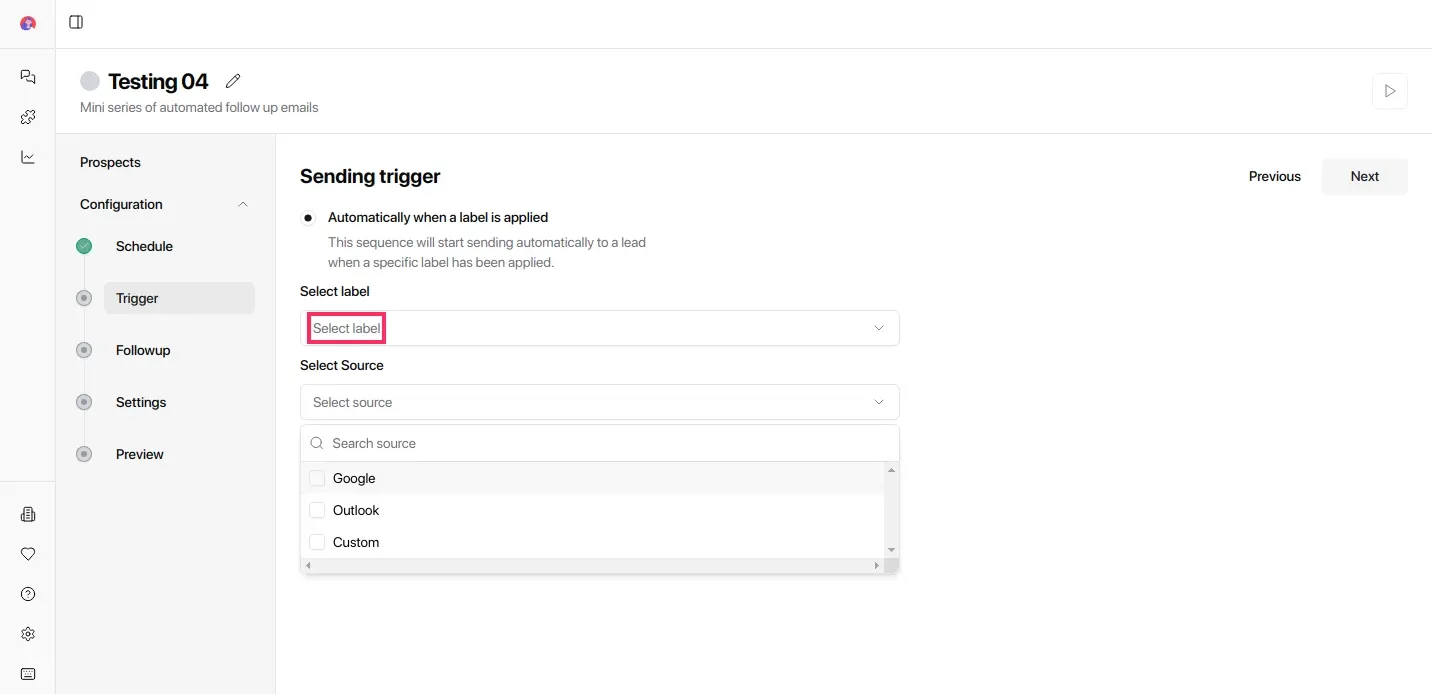 Trigger configuration
