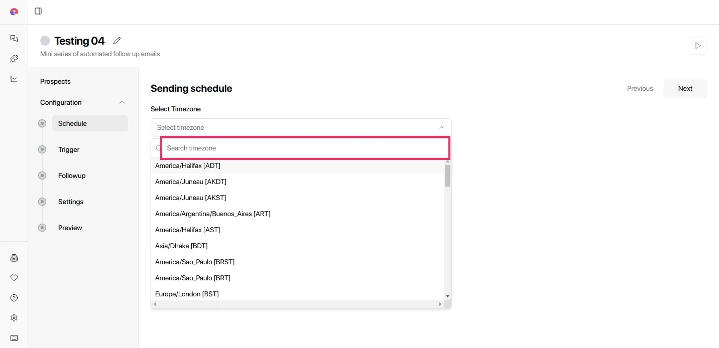 Schedule configuration