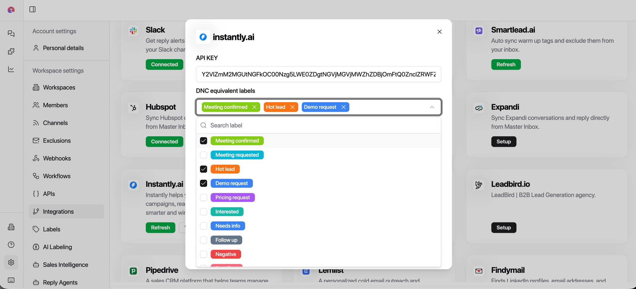 DNC equivalent labels dropdown
