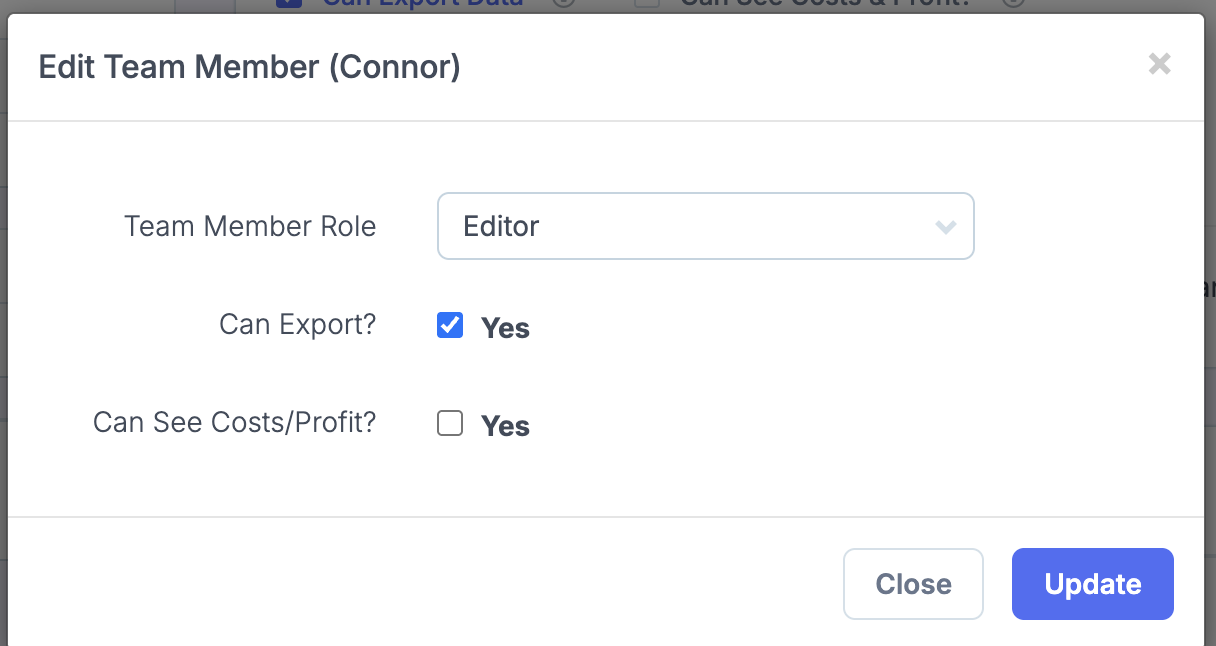 Edit a team member