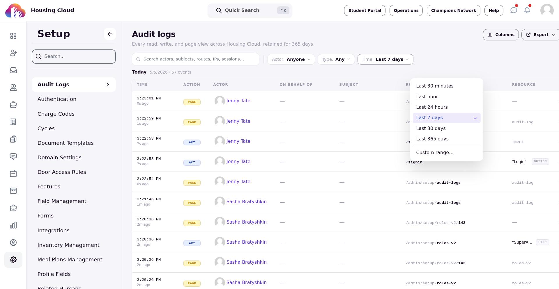 Audit log detail drawer showing Overview tab